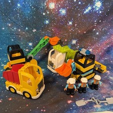 Duplo Construction Bundle Vehicle Digger Lorry Crane Figures Accessories