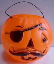 Vintage Pirate Pumpkin Blow Mold Trick Or Treat Bucket Pail