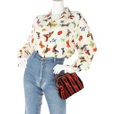 Vintage Striped Hippie Disco GoGo Mod Red Hand Bag Purse