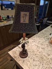 Tropical Palm Tree Monkey Table Lamp Tiki Parlor