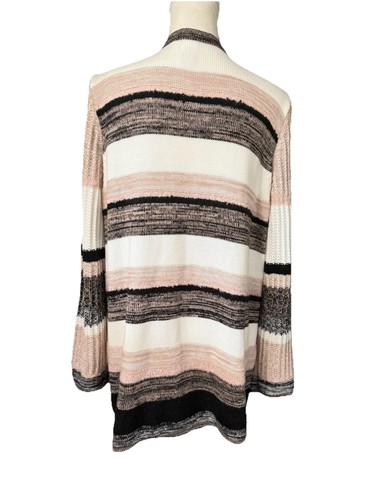 Drapers & Damons Cardigan Sz PXL Black Beige White Stripes Cotton Wool Acrylic - Picture 6 of 13