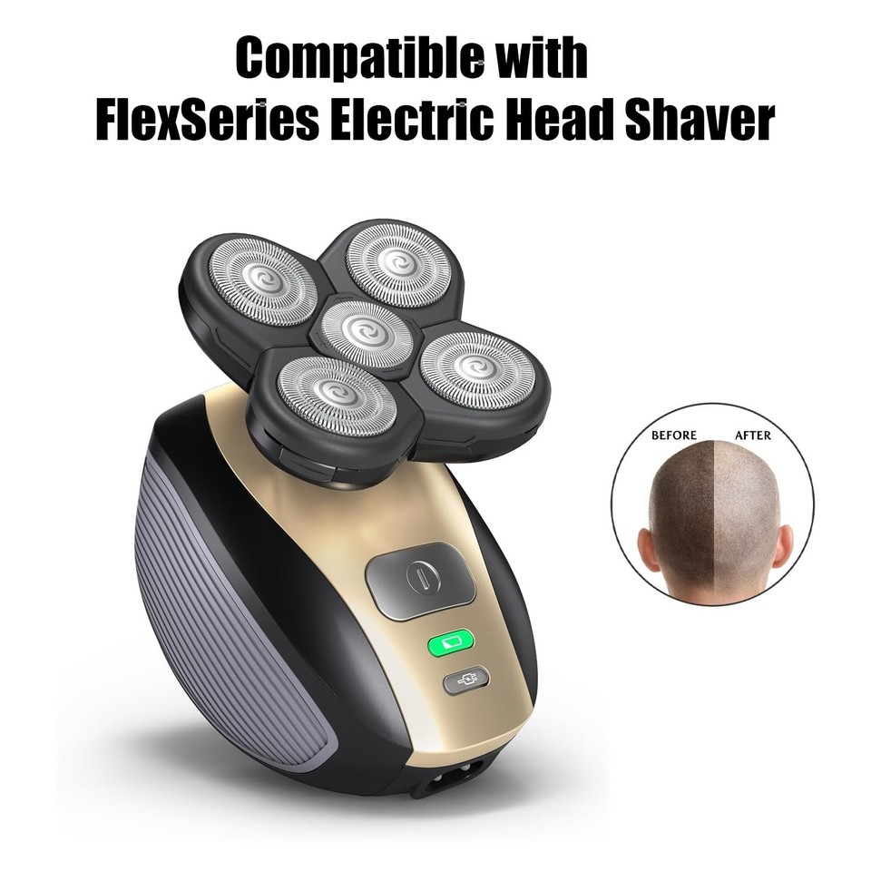 5 Head Shaver Replacement Heads, Bald Men Electric Razor Blades,2-Pack ...