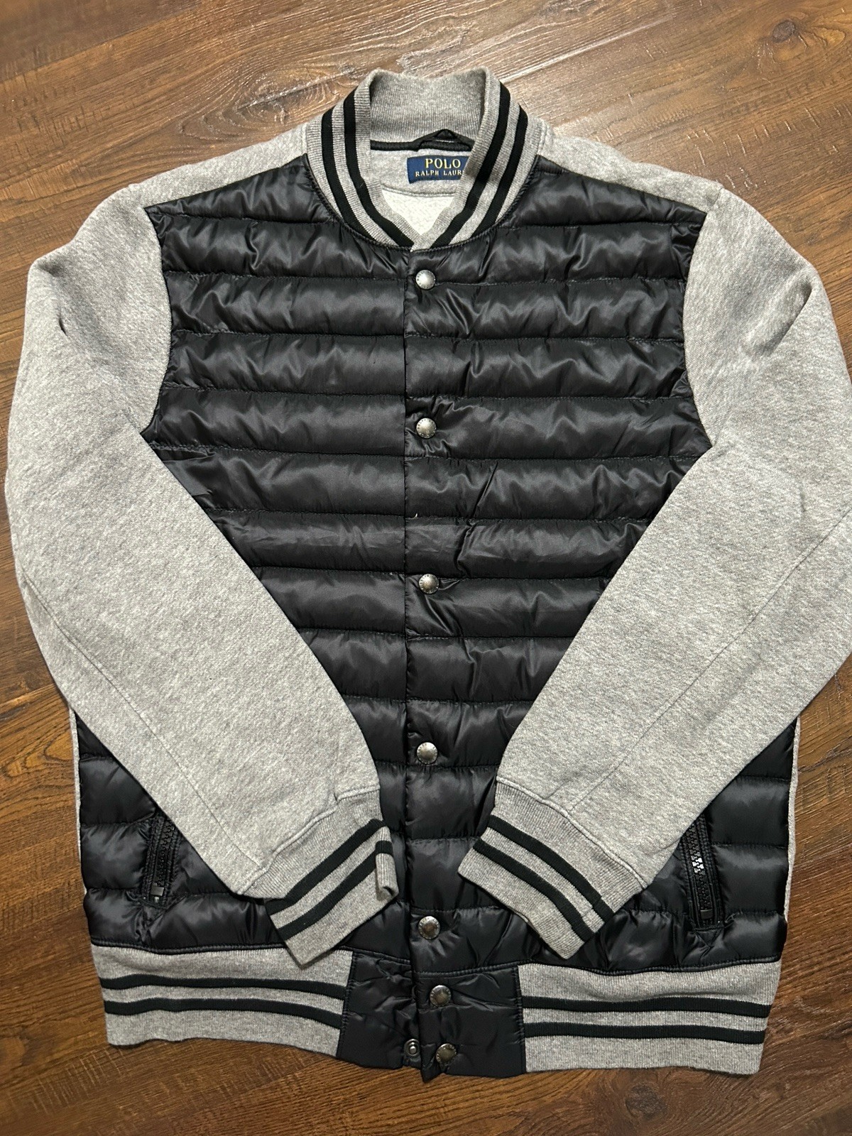 Polo Ralph Lauren Mens Stadium Jacket  Size M BLACK AND GRAY