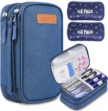 Insulin Cooler Travel Case, Double Layer Medicine Kit Diabetes Travel Case, Port