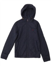 JACK WILLS Mens Hooded Quilted Jacket UK 34 XS Navy Blue Polyester LE12