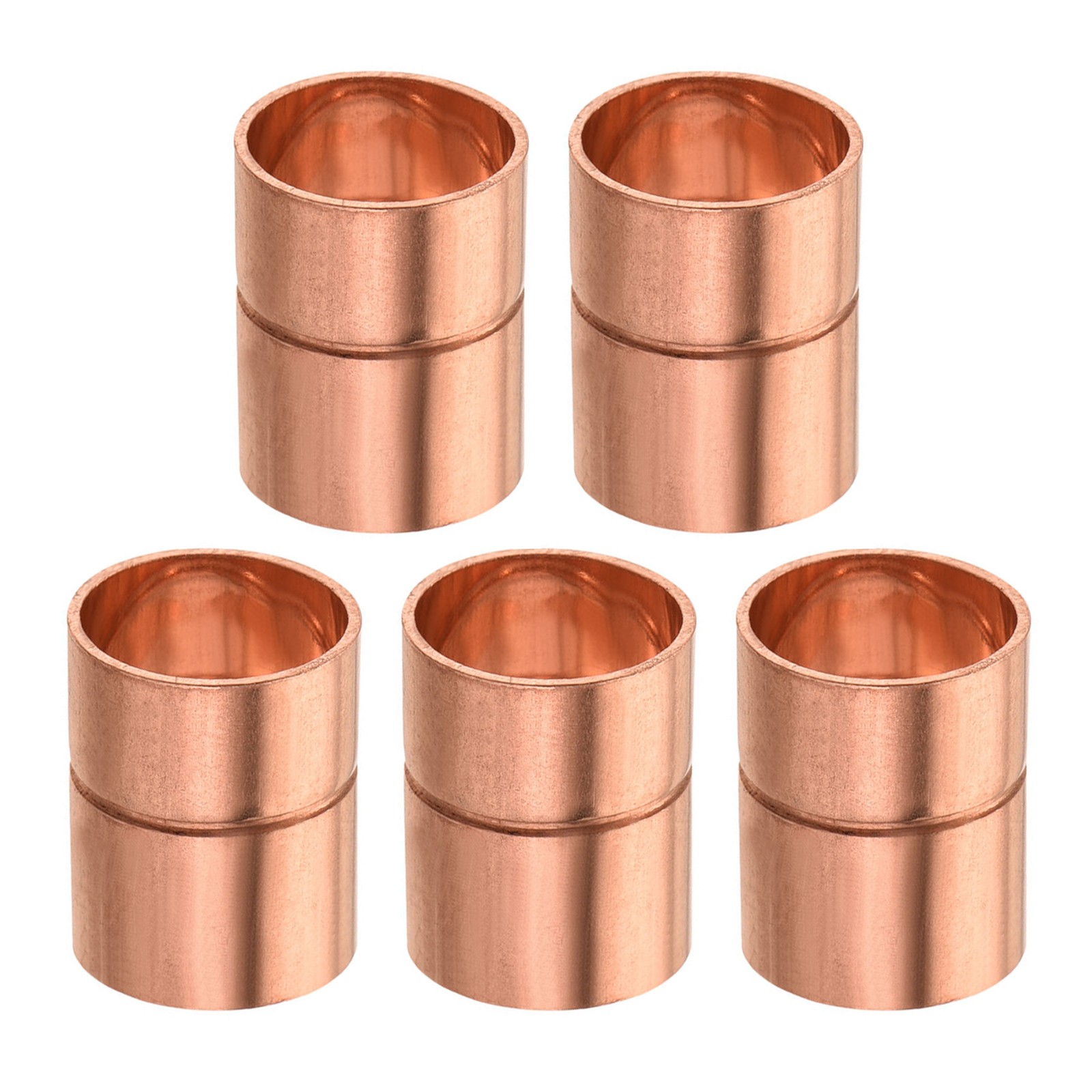 5 Pcs Copper Coupling Plumbing Straight Fitting Welding Joint Connector 2" ID