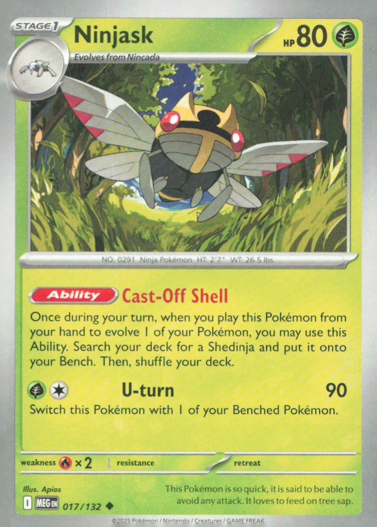 Ninjask Uncommon ME01: Mega Evolution 017/132 NM