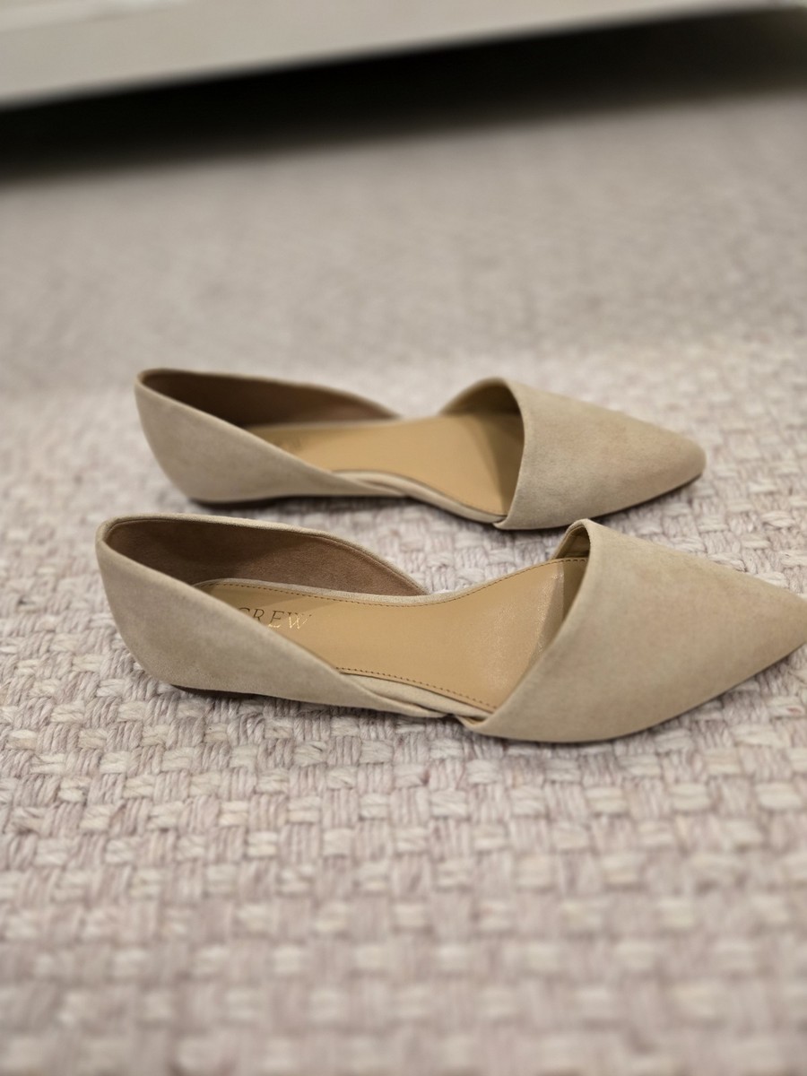 J Crew Zoe D'Orsay Tan Nude Flats Pointed Toe womens 6.5 Suede