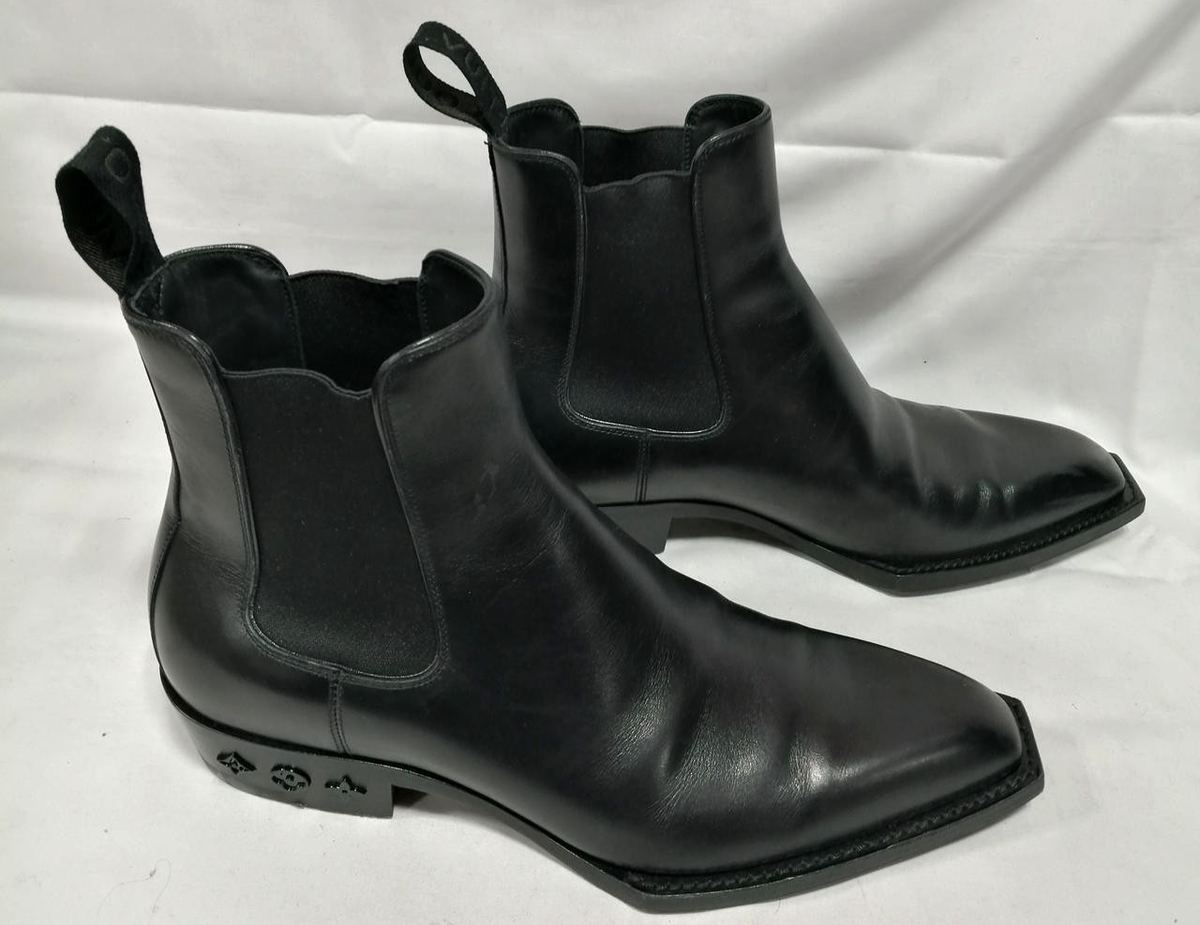Louis Vuitton Black Leather Mens Chelsea Boots Ankle Shoe Size UK