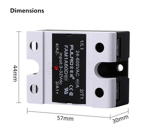 FULRD Single phase solid state relay FAM1A60D50 50A DC-AC 3~32VDC/24~600VAC SSR - Picture 2 of 4