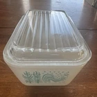 Pyrex 0502 Butterprint 1.5 Pint Refrigerator Dish Turquoise Rooster w/ Lid