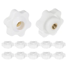 12pcs Star Knobs M4 Thread 25mm Head Through Hole Brass Insert Hand Knob White