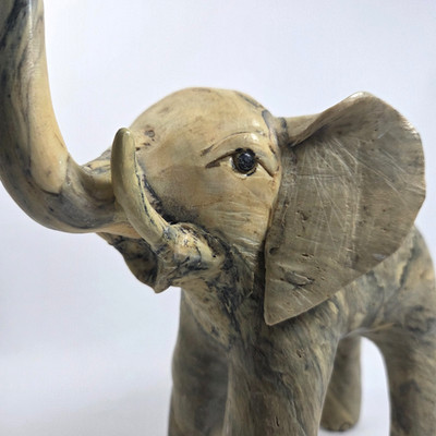 Vintage Crushed Oyster Shell Elephant Figurine 10'' Philippines