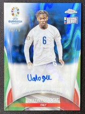 Destiny Udogie 2024 Topps Chrome UEFA Euro Blue Lava Refractor Auto /75 #CA-DU