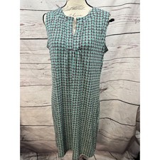 Nine West Sleeveless Geometric Print V Neck Midi Dress Women Size L