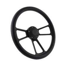 5-bolt Black Steering Wheel 14 Inch Aluminum with Black Vinyl Wrap and Horn
