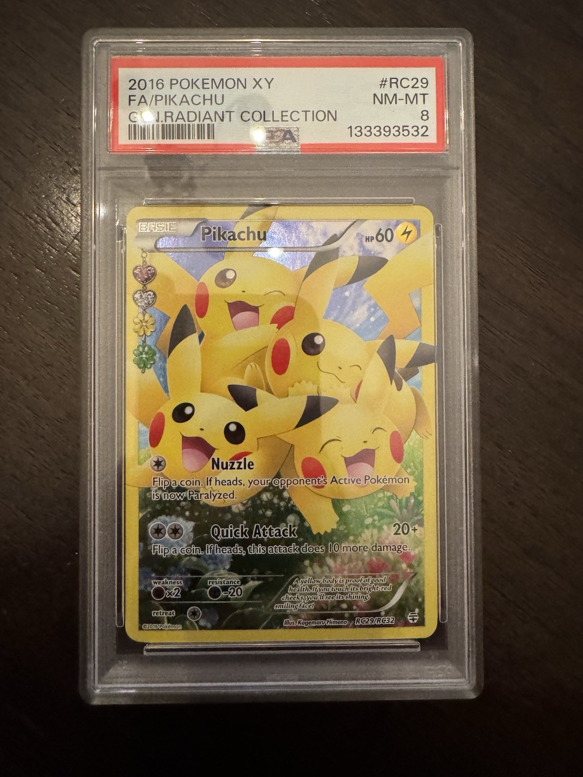 Pokemon Pikachu RC29 Radiant Collection XY Generations, PSA 8
