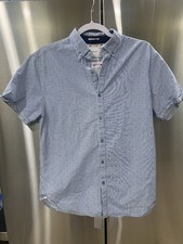 Denim  Flower Ricky Singh Button Down Shirt Mens M Blue Stripe Short Sleeve