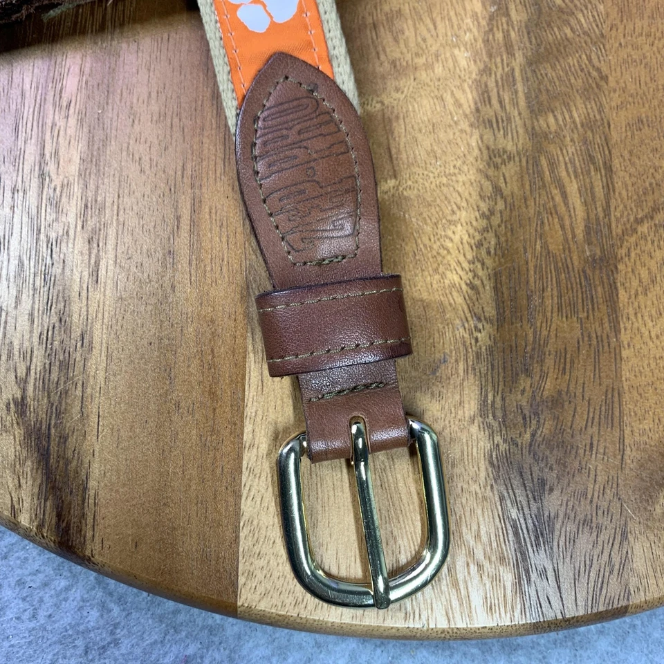 Clemson Tigers Belt Mens 34 Orange Tan NCAA Football Leather Vintage USA Zep Pro - Image 2 of 4