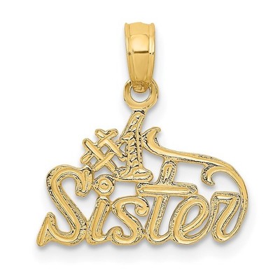 14k Gelbgold #1 Schwester Anhänger Halskette Damen Familie Geschenk