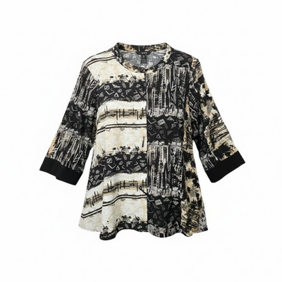 Ali Miles Abstract Top Womens 2X Geometric Tribal Lagenlook Artsy Avant Garde