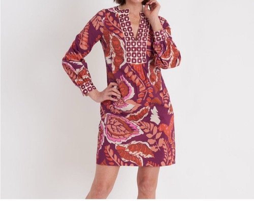 C. K. Bradley Purple Orange Patterned Dress Women's Chic