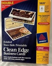 Avery Clean Edge Two-Side Business Cards Laser 2 x 3 1/2 White 120/Box 5820