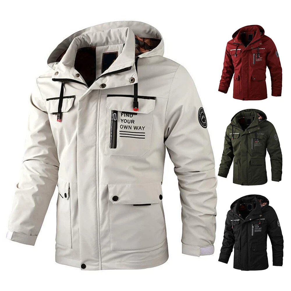 Winter Mens Windbreaker Coat Sports Jacket Parka Hoodie Coat Outdoor Jacket