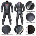 1pc Perrini Fusion Motorcycle Riding Racing Leather Suit w/ Padding & Hump Black