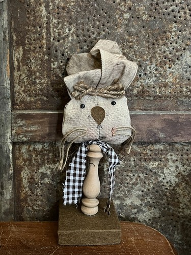 Grubby Primitive rustikale Osterhase Kaninchen Spindelpuppe 12" bewegliche Ohren Ozzie - Bild 5 von 8