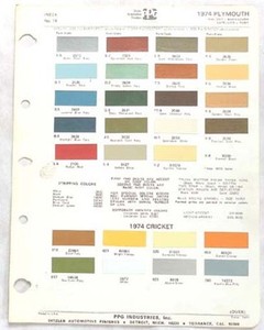 1971 Cuda Color Chart