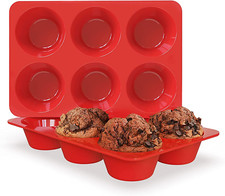 Silicone Jumbo Muffin Pans Nonstick 6 Cup 2 Pack - 3.5 Inch Large Cupcake Pan