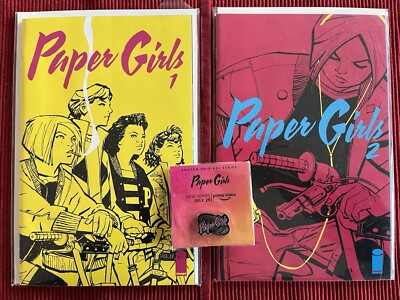 PAPER GIRLS #1 & #2 (Image 2015) NM+ Amazon SDCC 2022 Comic Con Prime Enamel Pin