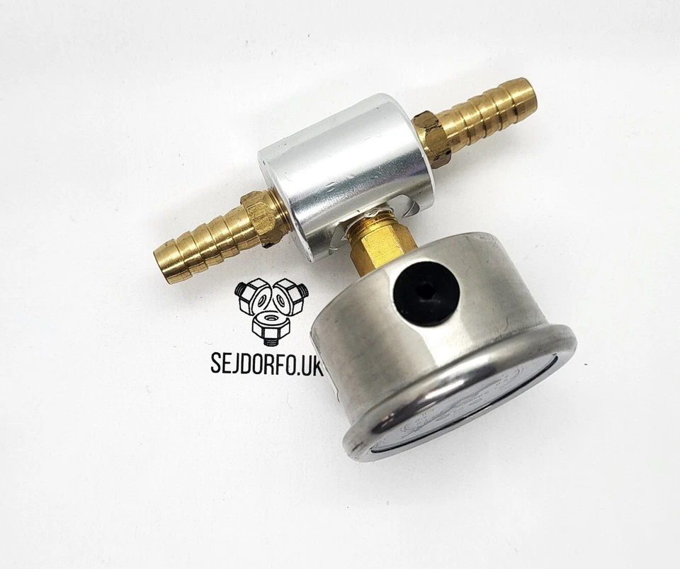 ASSEMBLED Fuel Low Pressure Gauge Carburetor 15 Psi, 1 bar LIQUID FILLED  6mm - Image 3 of 3