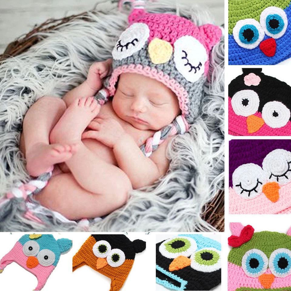 Новорожденный, мальчиков, девочек и ребенка крючком трикотажа фотографии реквизит сова шляпа США - Изображение 3 из 4