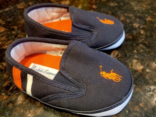 ralph lauren navy crib soft sole shoe 