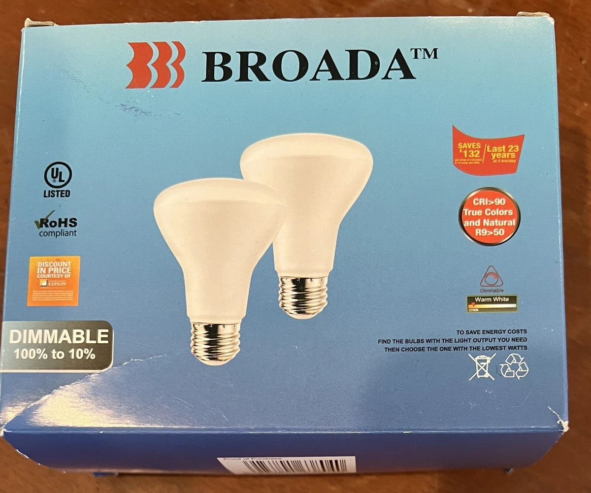 Broada LED Bulb Dimmable Warm White Color 2700k 650 Lumes eBay