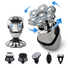 5-IN-1 Rechargeable 7D Rotary Electric Shaver Bald Head Shaver Beard Trimmer US