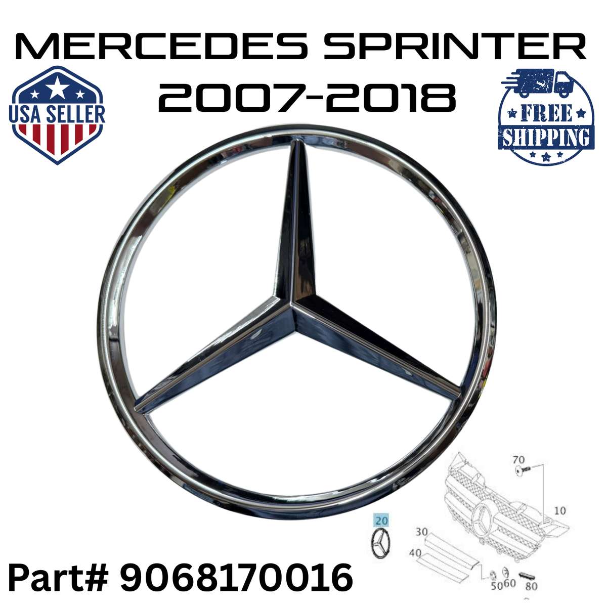 Front Grill Emblem for Mercedes-Benz Sprinter 906 2007-2018