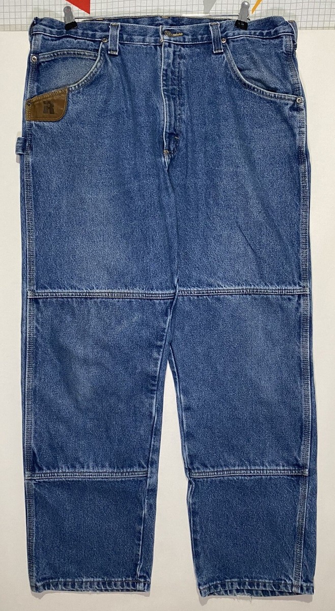 Vintage Wrangler Riggs Jeans Double Knee 36x32 Heavy Denim Work