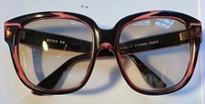 VTG Emmanuelle Khanh Paris Glasses Oversized Pink Clear Frames Tinted Lens, Case