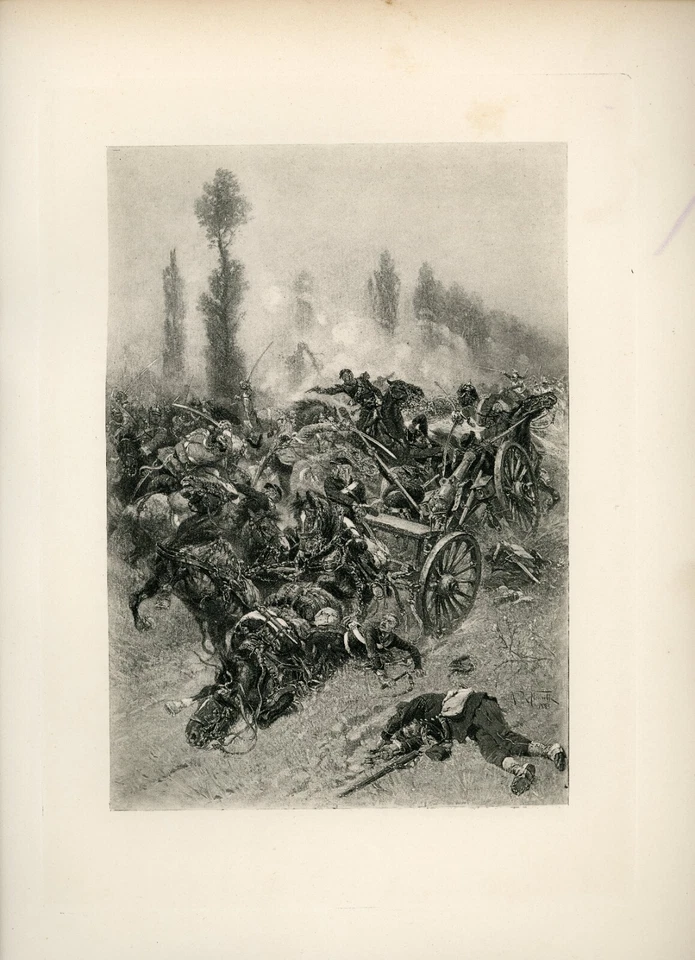 Lithographie : DEFENSE D'UNE MITRAILLEUSE - Alphonse de Neuville, 1888 - Photo 1/1