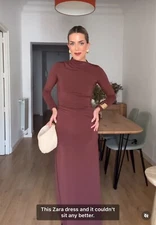 NWT_ZARA WOMAN FW24 DRAPED LONG DRESS Tobacco | 2180/258_XS,M