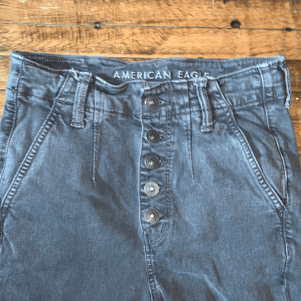 American Eagle gray multi button highest rise 4 l… - image 2