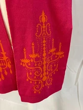 Tarnish Reversible Knit Scarf Pink Orange Whimsical Print 76" Long by 9" Wide