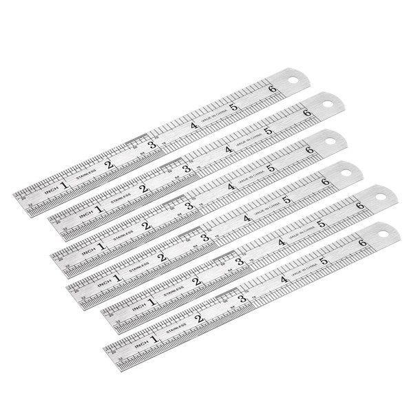 6X Edelstahl Lineal Gerade Kante Metall Messwerkzeug 15Cm Zentimeter Messlineal-image