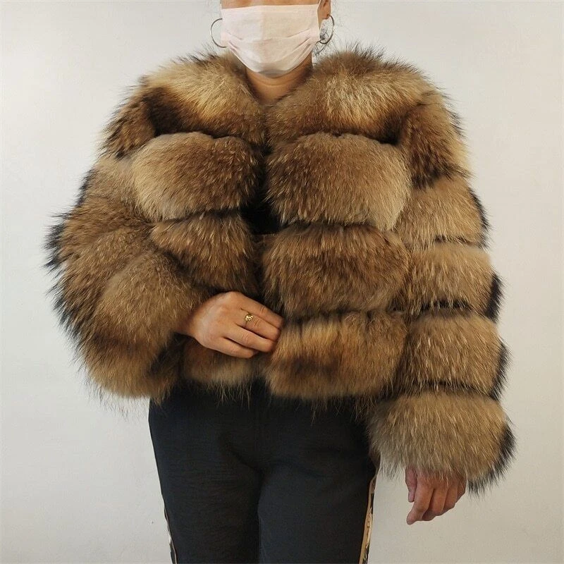 Real Fur Coat Women Winter Top Hooded Natural Jackets Warm Thick Make | eBay