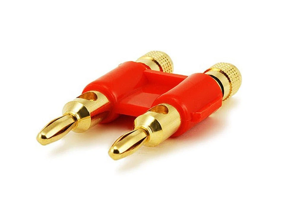 8 Pcs Dual Banana Plug Connector Audio Speaker Wire Cable 3/4" Spaced Gold Red - Image 3 of 3