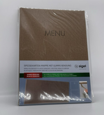 Sigel Speisekarten-Mappe, Gummi-Bindung, A4, beige