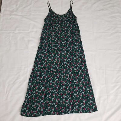 Vintage 70's My Michelle Women's Strap Maxi Dress Size 9-10 Made in USA Green